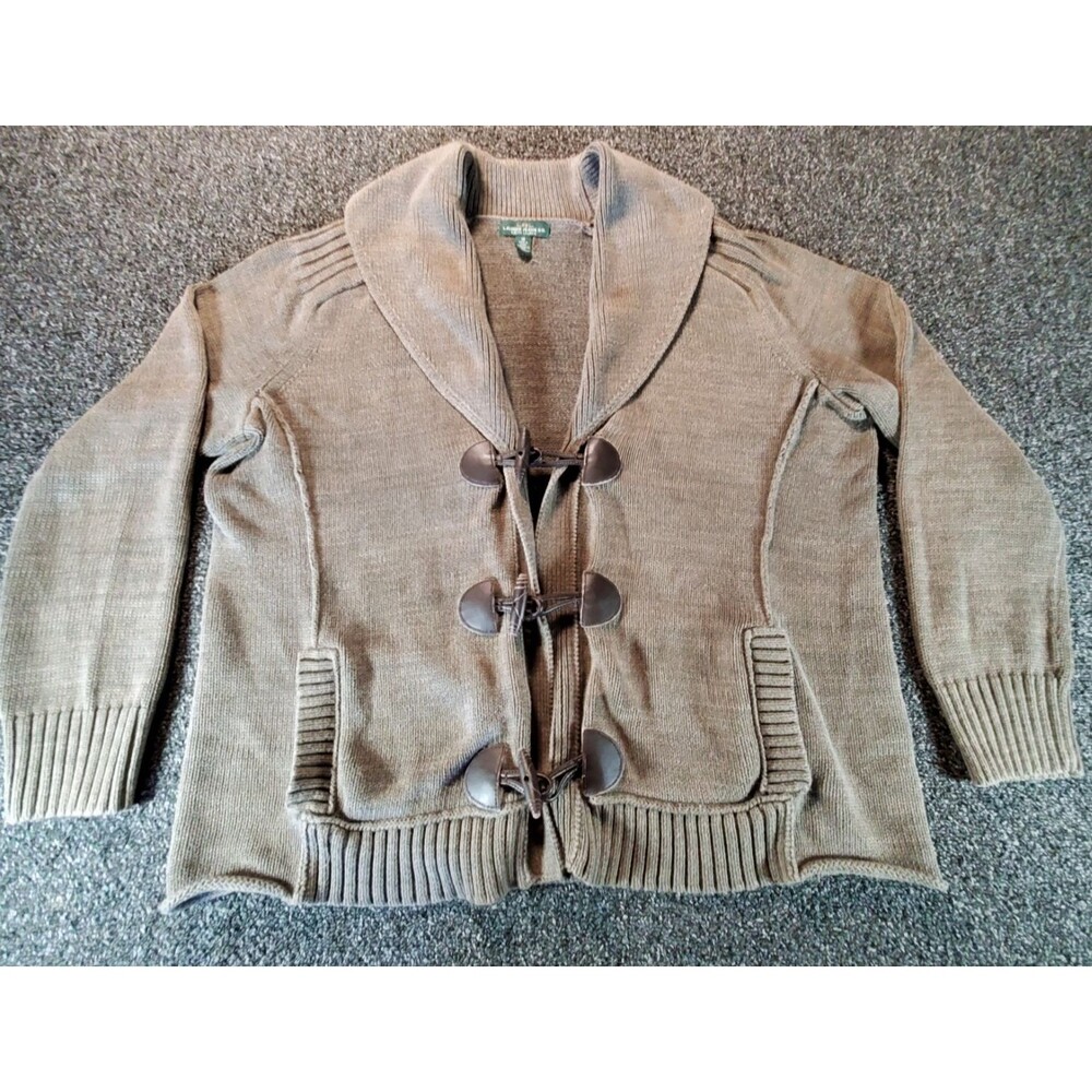LRL Ralph Lauren Cardigan Sweater Shawl Collar Women 1x Olive Green 100% Cotton